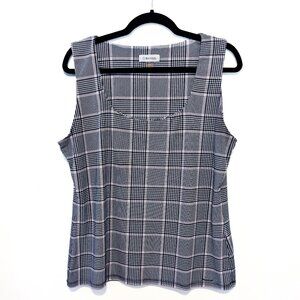 Calvin Klein Plaid Sleeveless Y2K Preppy Top/Tank Top (XL)